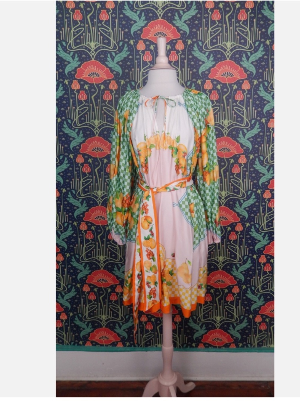Antonio Melani Raffaella Fruit Print Resort Long Sleeve A-Line Mini Dress - Picture 3 of 9